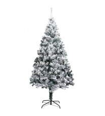 vidaXL Artificial Christmas Tree with Flocked Snow Green 8 ft PVC