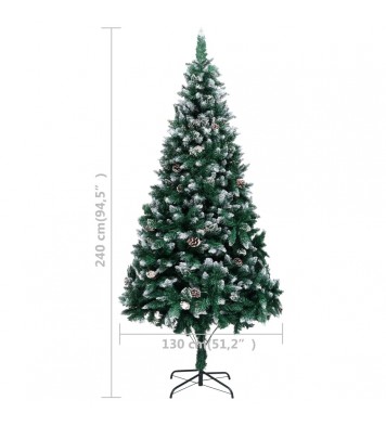 vidaXL Artificial Christmas Tree with Pine Cones and White Snow 8 ft