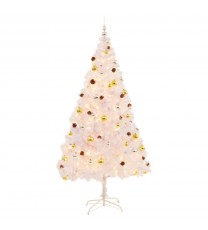 vidaXL Artificial Christmas Tree with Baubles and LEDs White 7 ft