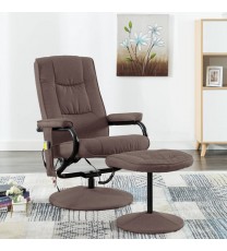 vidaXL Massage Recliner with Footrest Brown Fabric