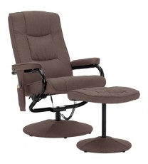 vidaXL Massage Recliner with Footrest Brown Fabric