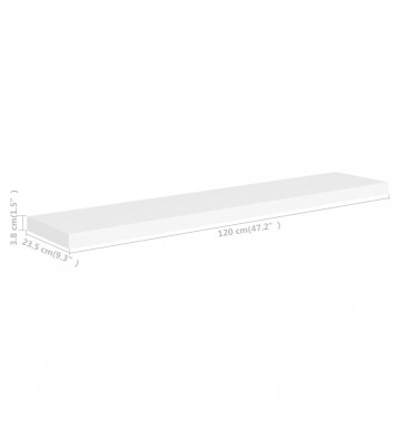 vidaXL Floating Wall Shelf White 47.2"x9.3"x1.5" MDF