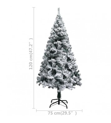 vidaXL Artificial Christmas Tree with Flocked Snow Green 4 ft PVC