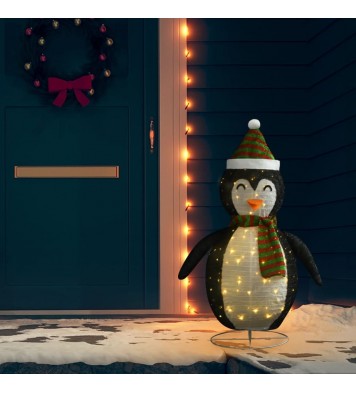 vidaXL Decorative Christmas Snow Penguin Figure LED Luxury Fabric 4 ft