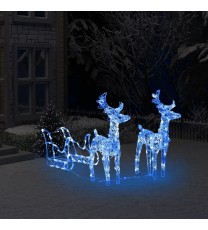 vidaXL Reindeers & Sleigh Christmas Decoration 160 LEDs 51.2" Acrylic