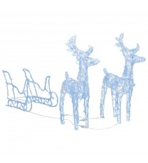 vidaXL Reindeers & Sleigh Christmas Decoration 160 LEDs 51.2" Acrylic