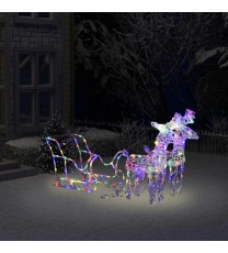 vidaXL Reindeers & Sleigh Christmas Decoration 160 LEDs 51.2" Acrylic