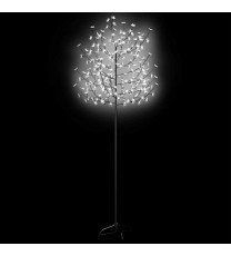 vidaXL Christmas Tree 220 LEDs Cold White Light Cherry Blossom 7 ft