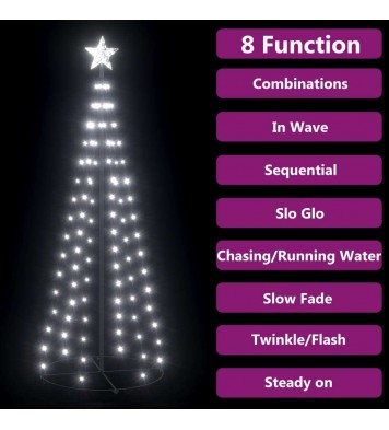 vidaXL Christmas Cone Tree Cold White 100 LEDs Decoration 2x6 ft