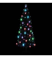 vidaXL Christmas Tree with LEDs Green and White 8 ft Fiber Optic