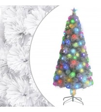 vidaXL Artificial Christmas Tree with LED White 5 ft Fiber Optic