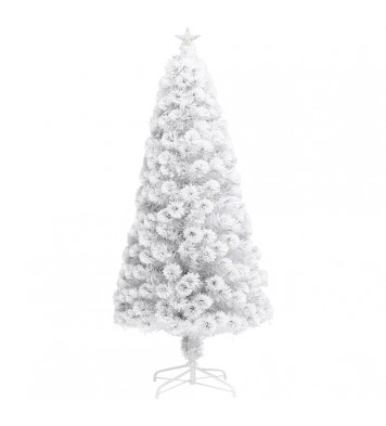 vidaXL Artificial Christmas Tree with LED White 5 ft Fiber Optic