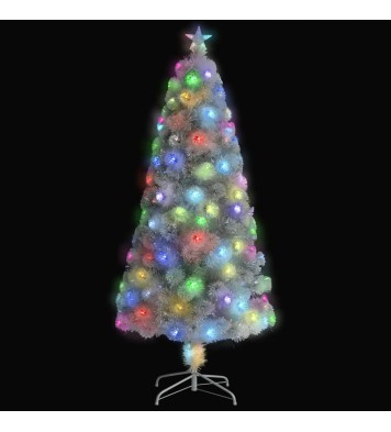 vidaXL Artificial Christmas Tree with LED White 5 ft Fiber Optic