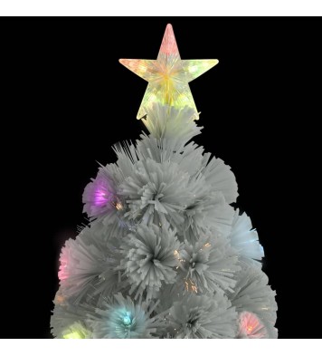 vidaXL Artificial Christmas Tree with LED White 5 ft Fiber Optic