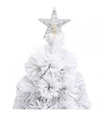 vidaXL Artificial Christmas Tree with LED White 5 ft Fiber Optic