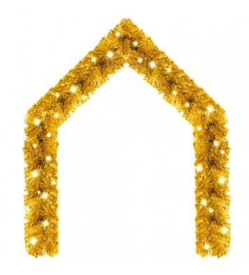 vidaXL Christmas Garland with LED Lights 16 ft Gold