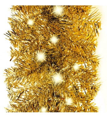 vidaXL Christmas Garland with LED Lights 16 ft Gold