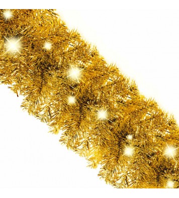 vidaXL Christmas Garland with LED Lights 16 ft Gold