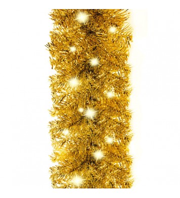 vidaXL Christmas Garland with LED Lights 16 ft Gold