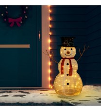 vidaXL Decorative Christmas Snowman Figure with LED Luxury Fabric 3 ft