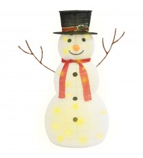 vidaXL Decorative Christmas Snowman Figure with LED Luxury Fabric 3 ft