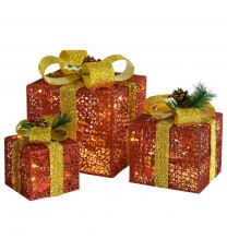 vidaXL Decorative Christmas Gift Boxes 3 pcs Red Outdoor Indoor