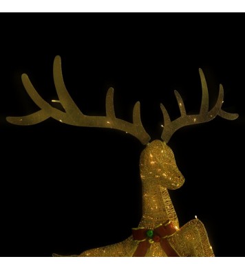 vidaXL Flying Reindeer Christmas Decoration 120 LEDs Gold Warm White