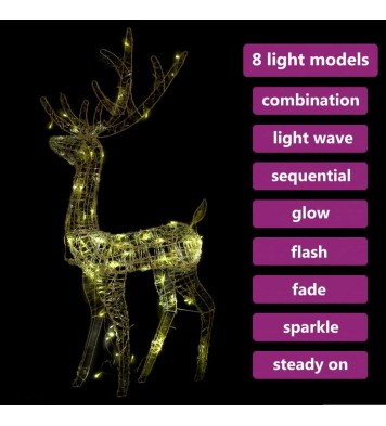 vidaXL Acrylic Reindeer Christmas Decoration 140 LEDs 4 ft Warm White