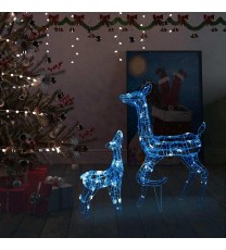 vidaXL Acrylic Reindeer Family Christmas Decoration 160 LED Blue