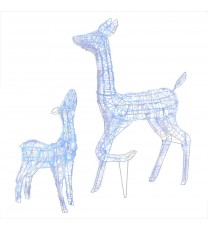 vidaXL Acrylic Reindeer Family Christmas Decoration 160 LED Blue