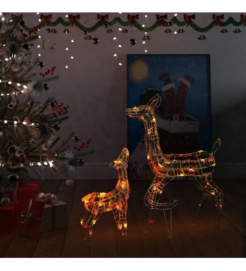 vidaXL Acrylic Reindeer Family Christmas Decoration 160 LED Colorful