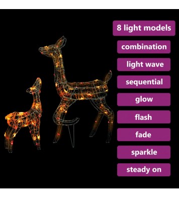 vidaXL Acrylic Reindeer Family Christmas Decoration 160 LED Colorful