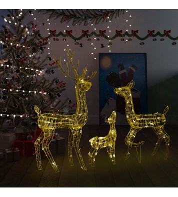 vidaXL Acrylic Reindeer Family Christmas Decoration 300 LED Warm White