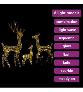 vidaXL Acrylic Reindeer Family Christmas Decoration 300 LED Warm White