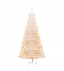 vidaXL Artificial Christmas Tree with Iridescent Tips White 6 ft PVC