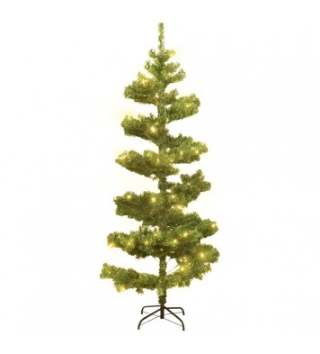 vidaXL Swirl Christmas Tree with Stand and LEDs Green 6 ft PVC