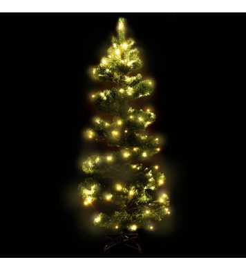 vidaXL Swirl Christmas Tree with Stand and LEDs Green 6 ft PVC