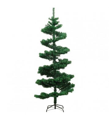 vidaXL Swirl Christmas Tree with Stand and LEDs Green 6 ft PVC