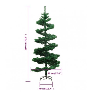 vidaXL Swirl Christmas Tree with Stand and LEDs Green 6 ft PVC