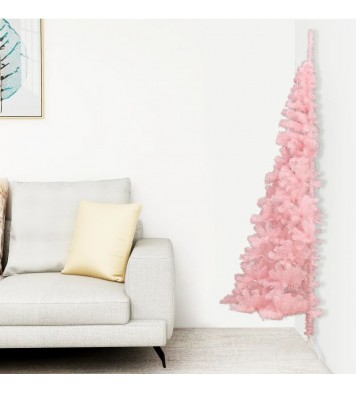 vidaXL Artificial Half Christmas Tree with Stand Pink 4 ft PVC