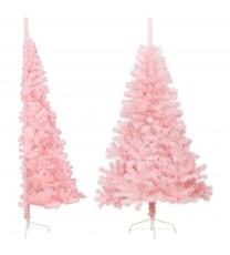 vidaXL Artificial Half Christmas Tree with Stand Pink 4 ft PVC