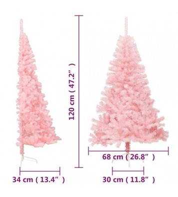 vidaXL Artificial Half Christmas Tree with Stand Pink 4 ft PVC