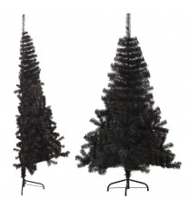 vidaXL Artificial Half Christmas Tree with Stand Black 4 ft PVC