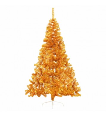 vidaXL Artificial Half Christmas Tree with Stand Gold 6 ft PVC