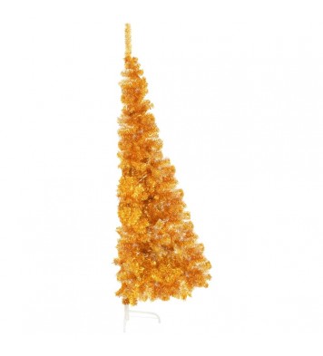 vidaXL Artificial Half Christmas Tree with Stand Gold 6 ft PVC