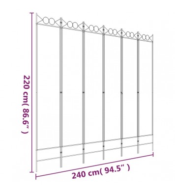 vidaXL 6-Panel Room Divider White 94.5"x86.6" Fabric