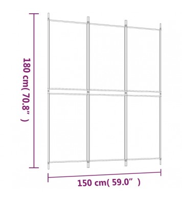 vidaXL 3-Panel Room Divider Brown 59.1"x70.9" Fabric