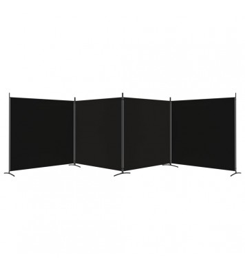 vidaXL 4-Panel Room Divider Black 274.8"x70.9" Fabric