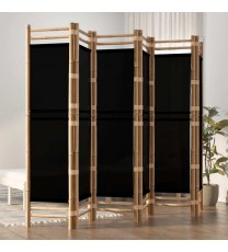 vidaXL Folding 6-Panel Room Divider 94.5" Bamboo and Canvas