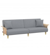 vidaXL Sofa Bed with Armrests Light Gray Fabric